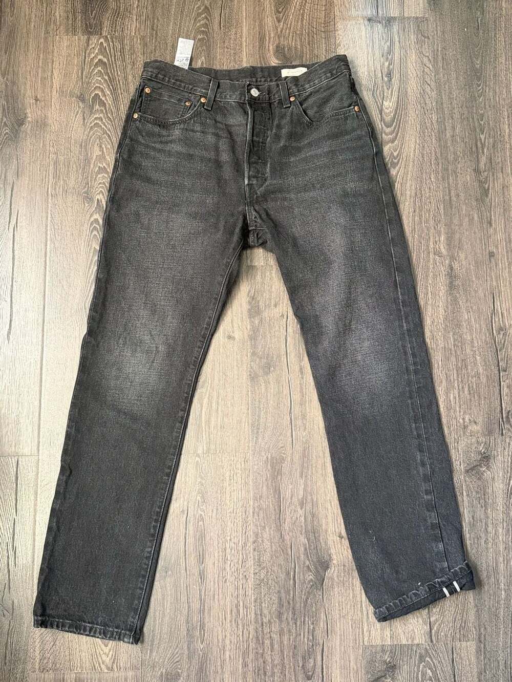 Levi's 501 Original Fit Black Selvedge Denim Jeans Size W32 L32